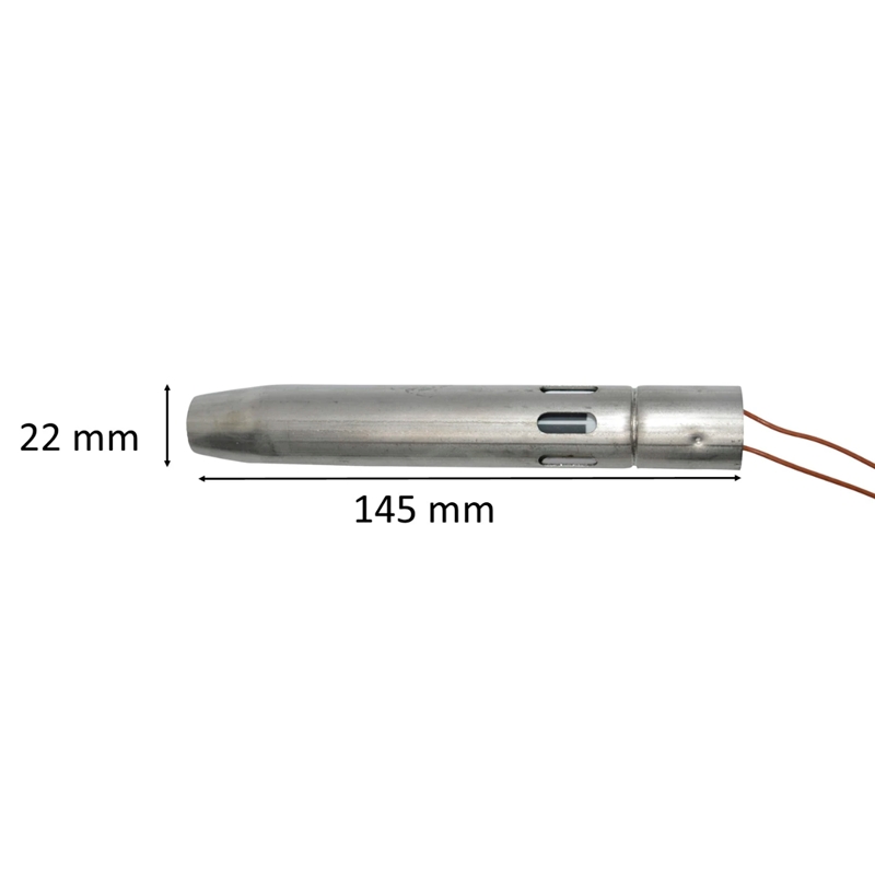 Gløderør rund keramisk med hylster til pilleovn: 22 mm x 145 mm 330 Watt