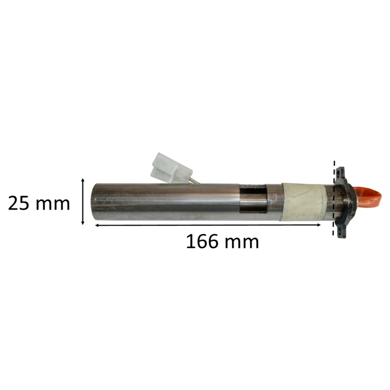 Gløderør rund med hylster til pilleovn: 25 mm x 166 mm 350 Watt