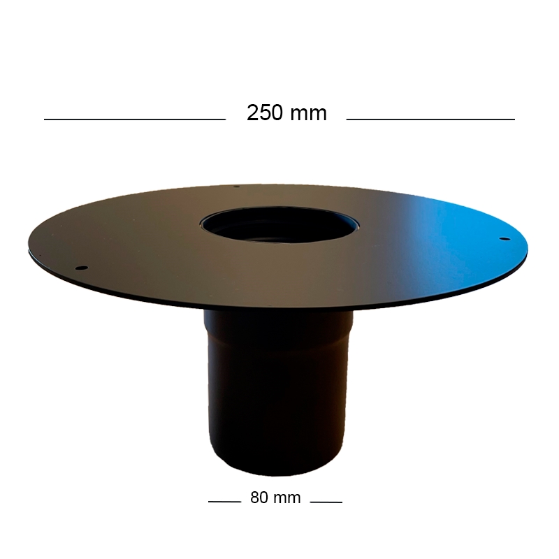 Røgrør overgang Ø80 mm til dækplade 250 mm