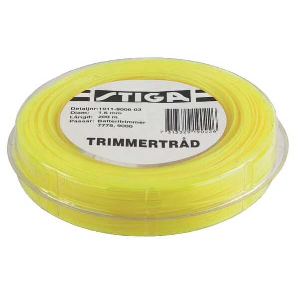 Stiga Trimmersnøre - 1911900604 - Trimmersnor Ø 1,6 mm, 200 m gul, Stiga