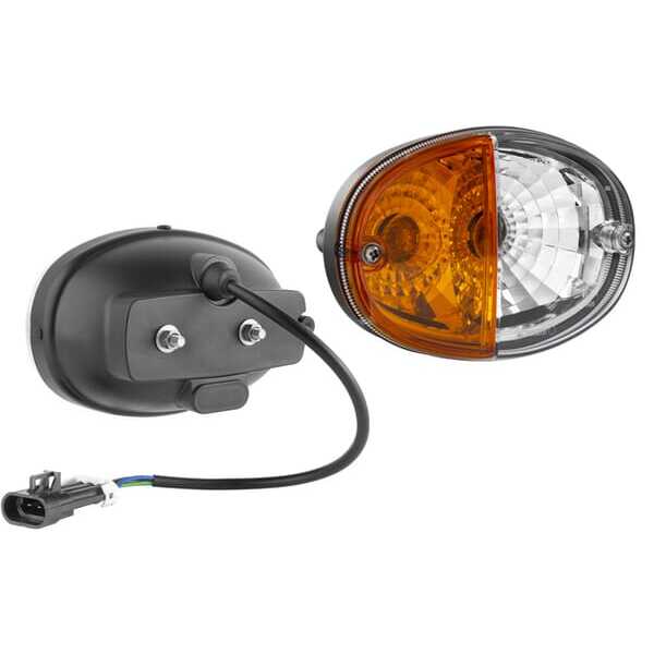John Deere Indicator lamp - LT348464 - Køre- og positionslygte halogen, for, højre, oval, 12V, gul/hvid, bolt-on, 140x93mm, Delp