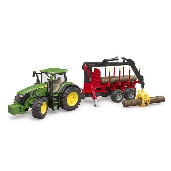 John Deere U03154 7R 350 med trailer til træ - U03154 - John Deere 7R 350 med træanhænger