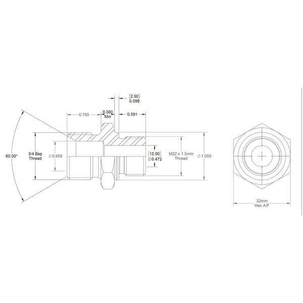 John Deere Indskruningskoblingermetrisk indskruning x BSP udv - VNBM1222ISO6149 - Kobling M/M 3/4 BSP X M27