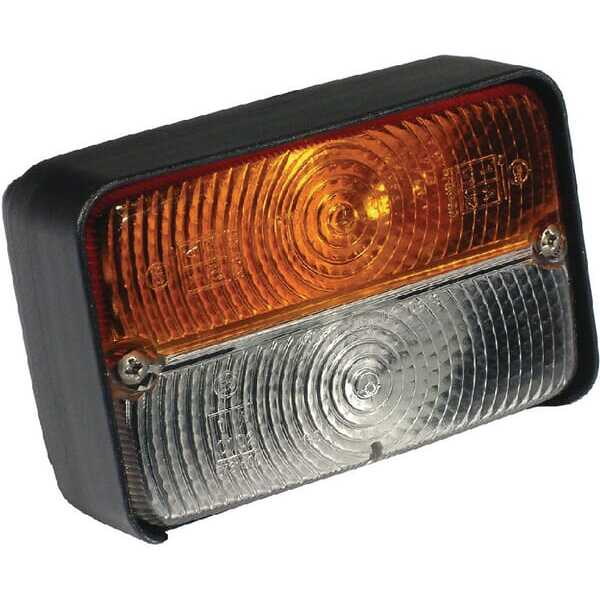 John Deere Blink- og positionslys - VPM3708 - Retnings- og postionslys halogen, front, firkantet, gul/hvid, monteres med bolte, 