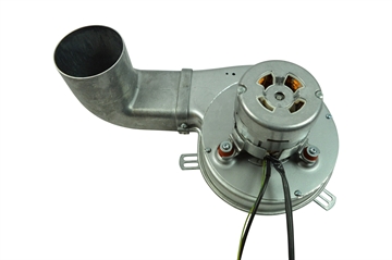 Røggasmotor / Røgsuger til pilleovn - Diameter 150 mm - Vinklet tud