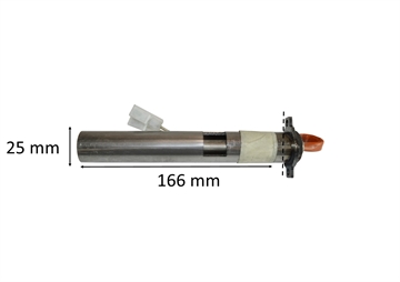 Gløderør rund med hylster til pilleovn: 25 mm x 166 mm 350 Watt