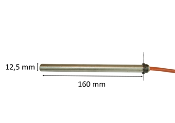 Gløderør / Eltænder med flange passer til Pilleovn: 12,5 mm x 160 mm 350 Watt