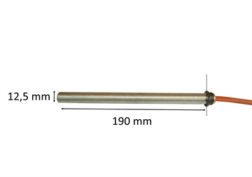 Gløderør / Eltænder med flange passer til Pilleovn: 12,5 x 190 mm 330 Watt