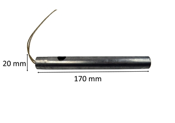 Gløderør rund med hylster til pilleovn: 20 mm x 170 mm 300 Watt