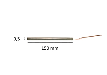 Gløderør / Eltænder til pilleovn: 9,5 mm x 150 mm 300 Watt 