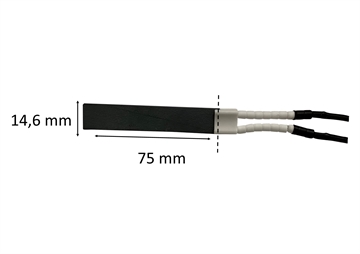 Gløderør flad keramisk til pilleovn: 75 mm x 14,6 mm x 4,3 mm 350 Watt 
