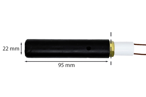 Gløderør rund keramisk med hylster til pilleovn: 22 mm x 95 mm 330 Watt
