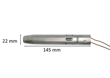 Gløderør rund keramisk med hylster til pilleovn: 22 mm x 145 mm 330 Watt
